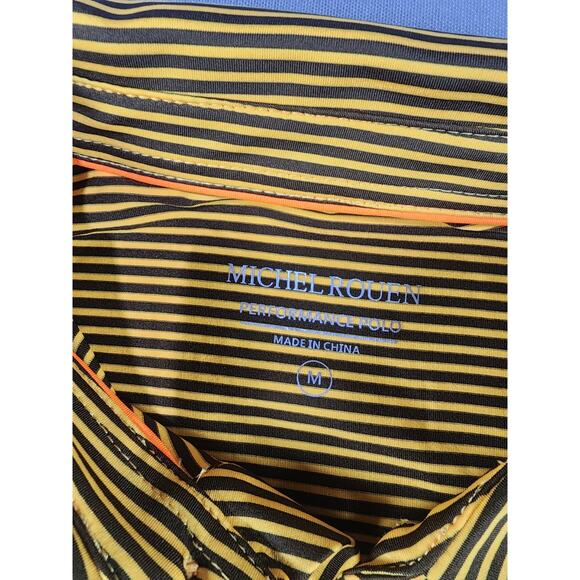 Michael Rouen Performance Polo Shirt UPF 30+ Mens Medium Golf Yellow Brown NWT - Picture 3 of 8